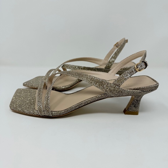 New Stuart Weitzman Oasis 50MM Slingback Sandals In Gold Sz 8.5 - Picture 8 of 13